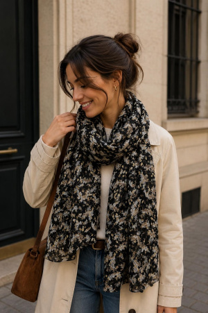 Foulard feuille lurex