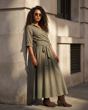 Robe chemise nouee
