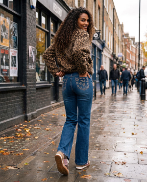 Jeans leo strass wide