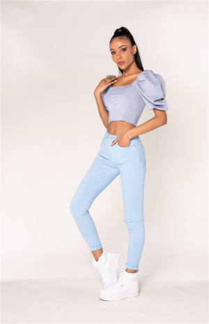 Pantalon toile slim revers...