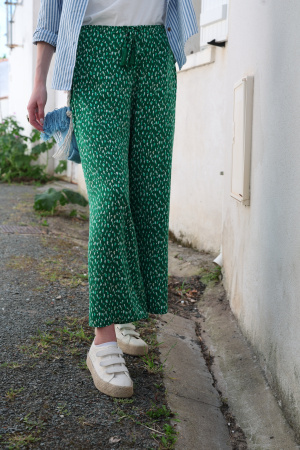 Pantalon fluide feuille