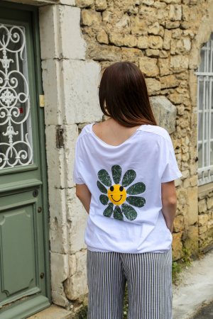 Tee shirt fleurs soleil