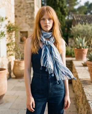 Foulard zebre pompon