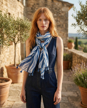 Foulard zebre pompon