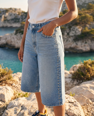 Pantacourt jeans clous