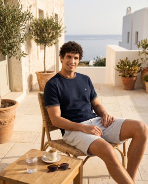 Tee shirt raye jacquard