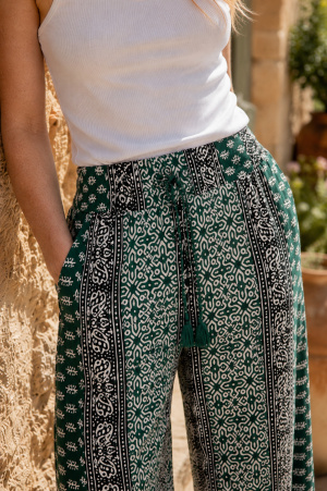 Pantalon large pompon