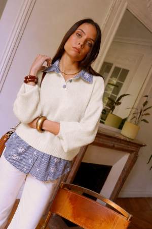 Pull chemise vichy 2 en 1